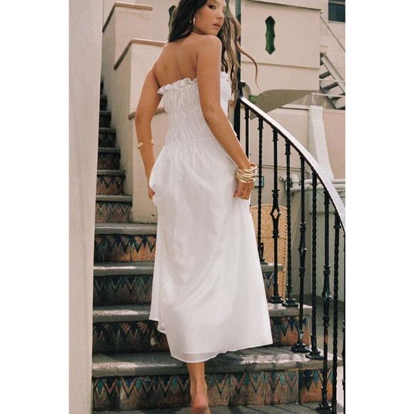 Princess Polly EMILIANO STRAPLESS MAXI DRESS WHITE Nwot Size 12 Lace Up Sides - Picture 8 of 11